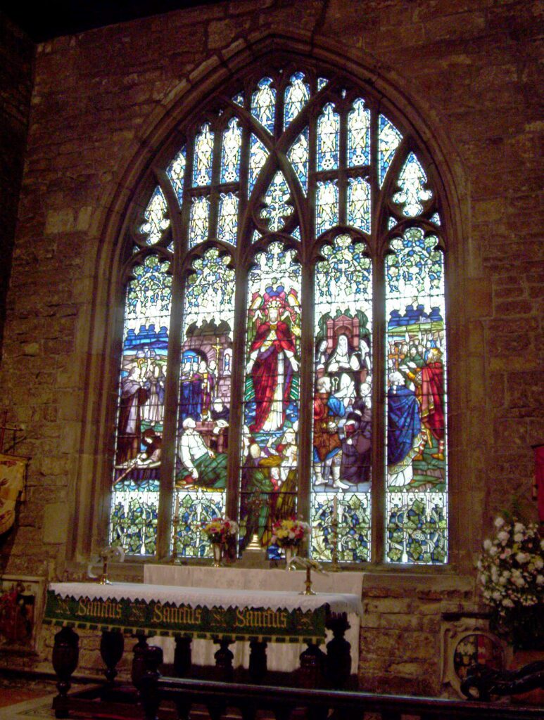 image of a stained glass window, All Saints Anglican Church of England, Darfield, South Yorkshire, England