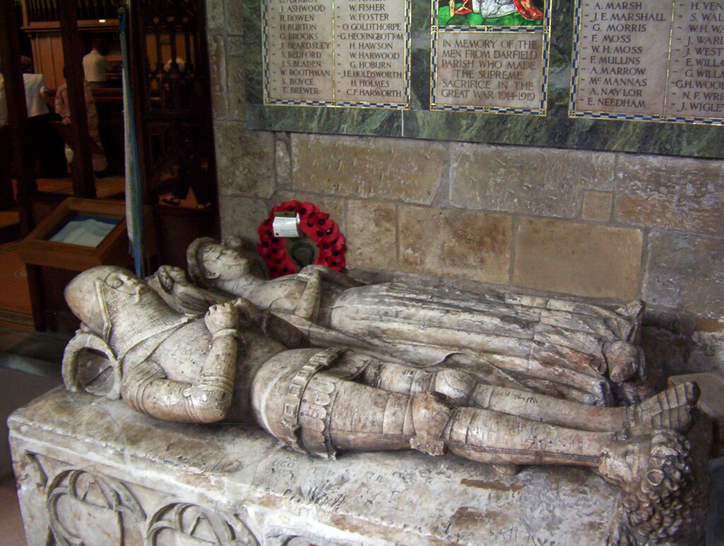 image of a knight's and his wife's tomb, All Saints Anglican Church of England, Darfield, South Yorkshire, England