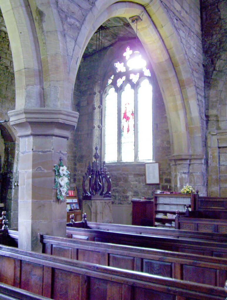 image of the original font, All Saints Anglican Church of England, Darfield, South Yorkshire, England