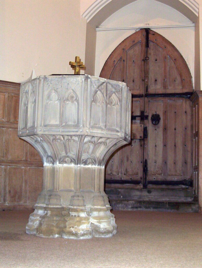 image of the original font, St. Mary's Church, Barnsley, South Yorkshire, England