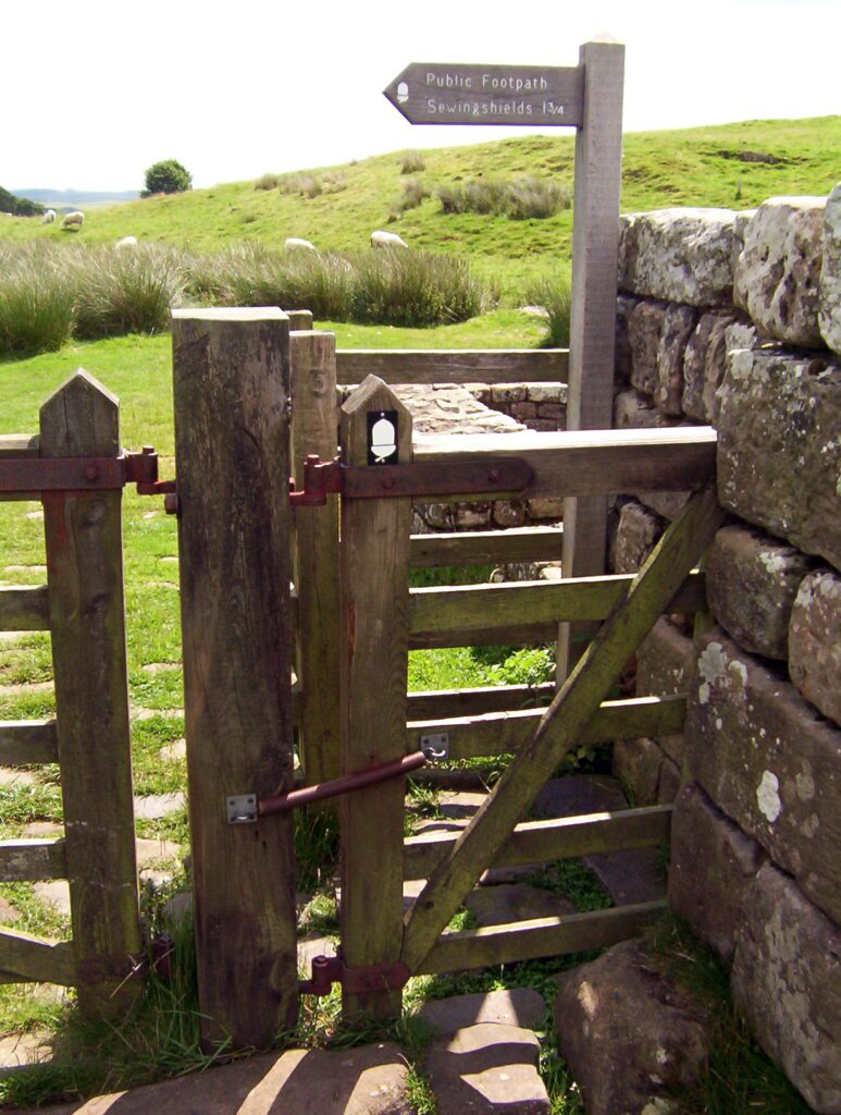 image of a gate in Hadrian's Wall, Hadrian's Wall Path, England