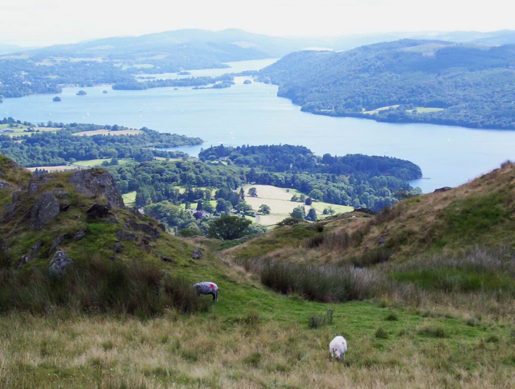 image of lake windermere, wansfell pike, lake district national park, ambleside, England