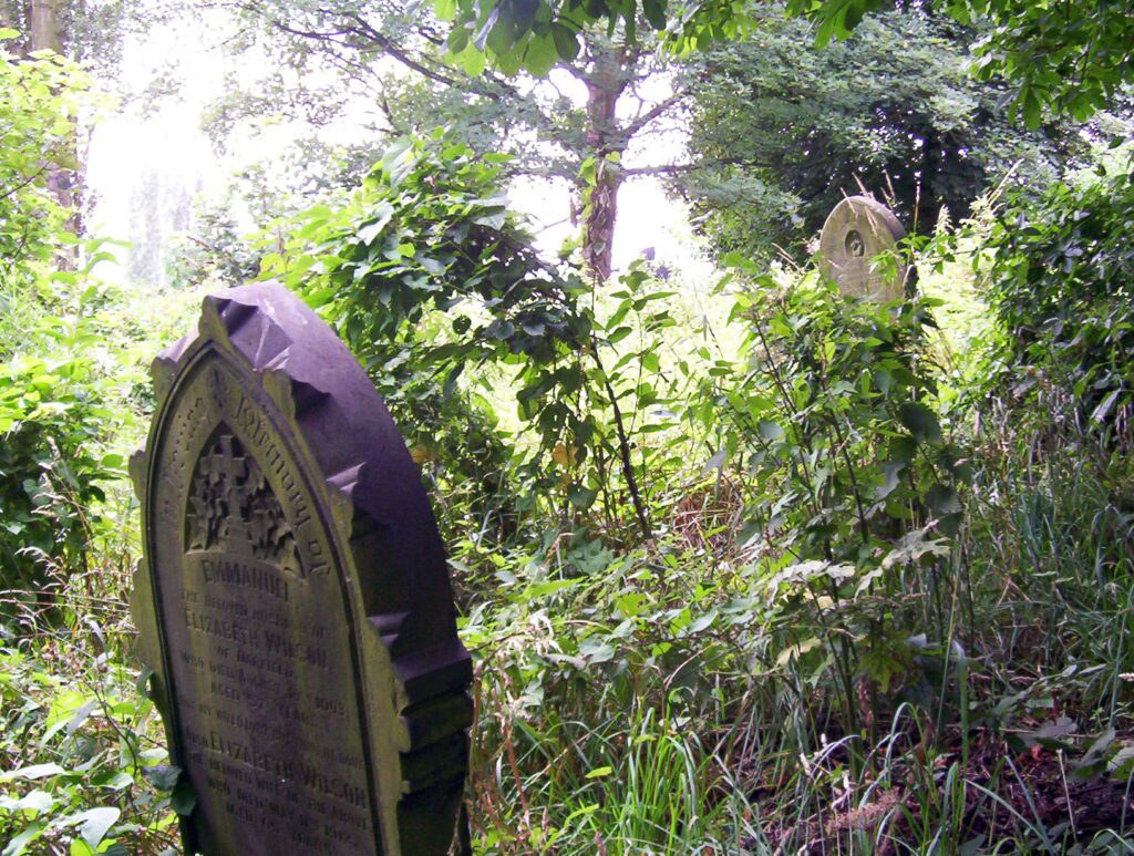 image of tombstones, St. Mary's Church, Barnsley, South Yorkshire, England