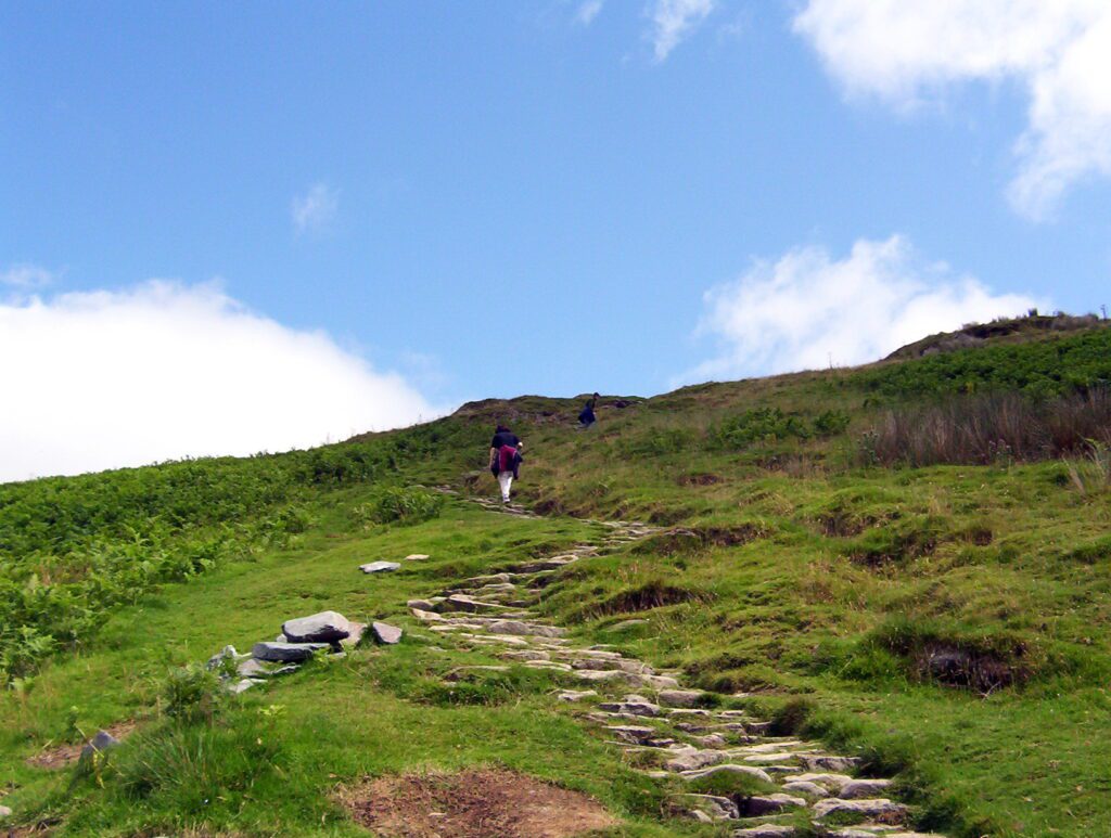 image of footpath, wansfell pike, lake district national park, ambleside, England
