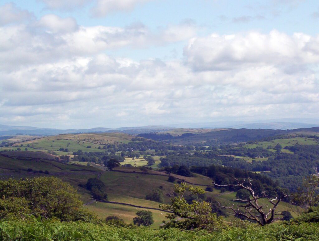 image of the landscape from wansfell pike, lake district national park, ambleside, England