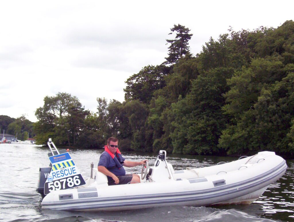 image of a Zodiac rescue boat, Lake Windermere, Lake District National Park, England