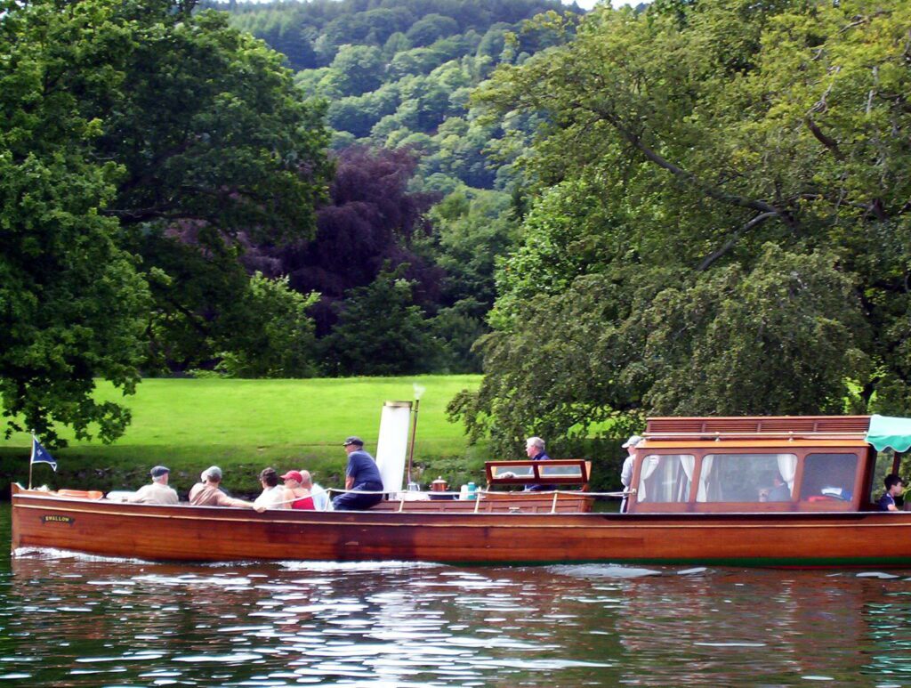 image of steam launch Swallow, Bowness Bay, Lake Windermere, Lake District National Park, England