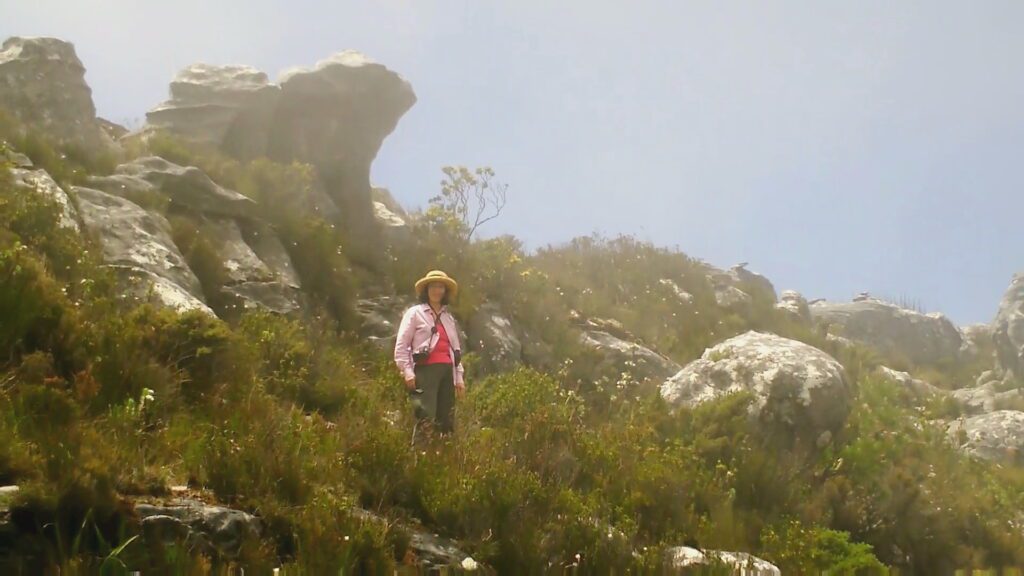 image of Jean in the fog, Table Mountain, Cape Town, South Africa