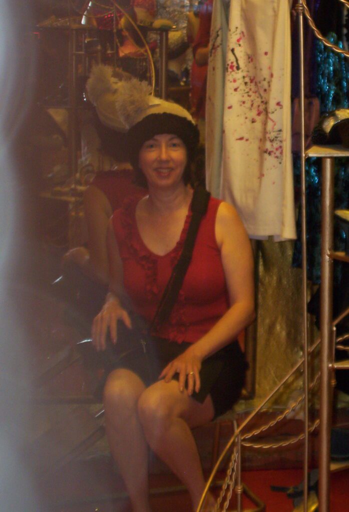 image of Jean in a vintage shop, Camden Catacombs, Camden Town, London, England