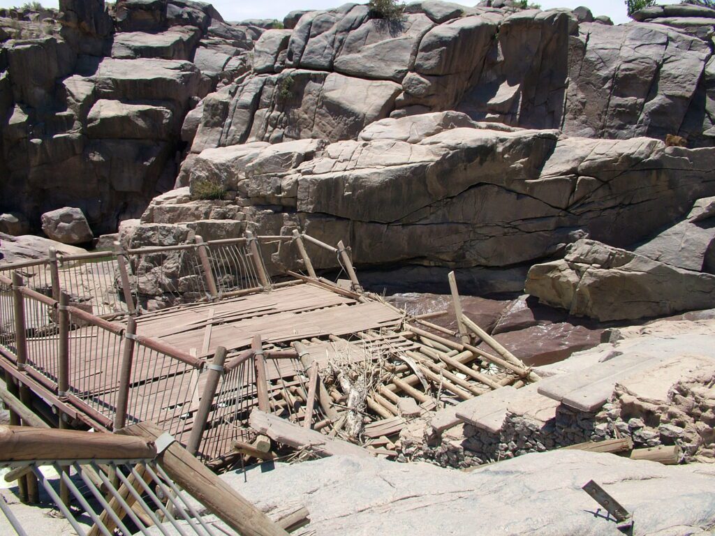 image of damaged observation deck, Augrabies Falls National Park, South Africa
