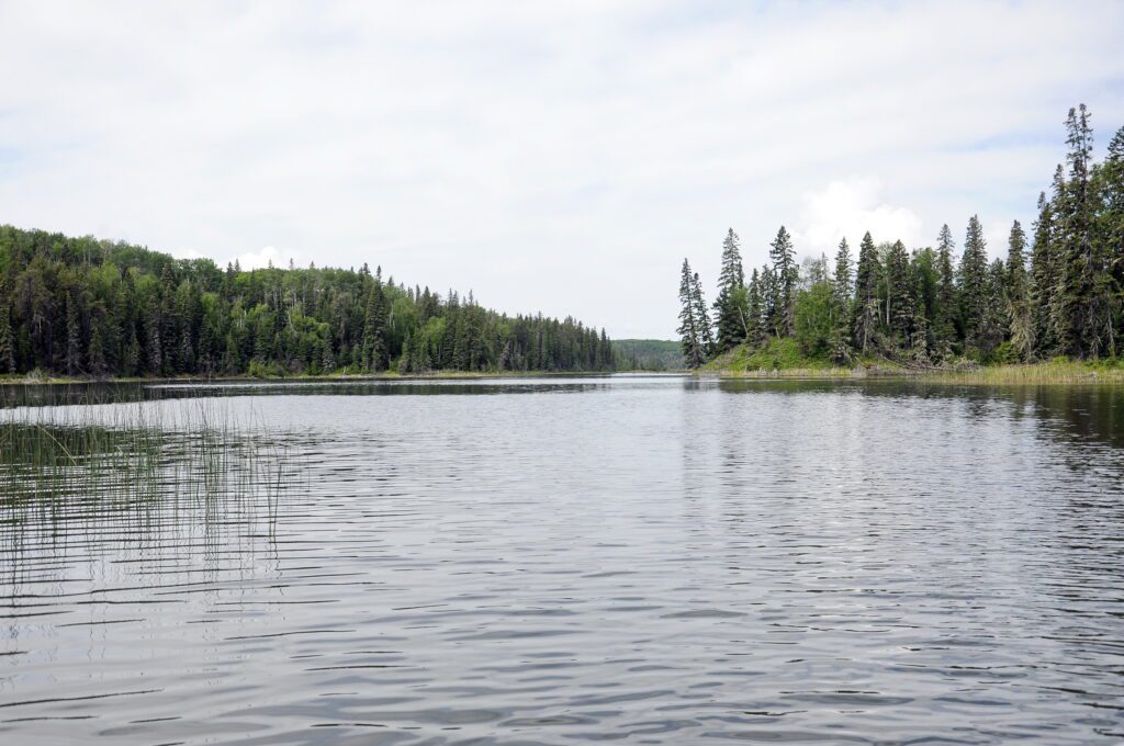 image of a channel, Hanging Heart Lakes, Prince Albert National Park, Saskatchewan