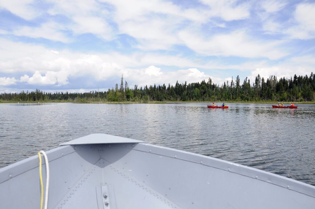 image of canoes, Hanging Heart Lakes, Prince Albert National Park, Saskatchewan