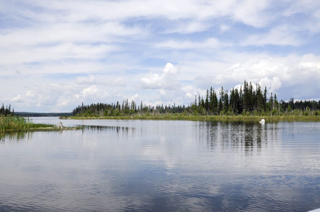 image of a channel, Hanging Heart Lakes, Prince Albert National Park, Saskatchewan
