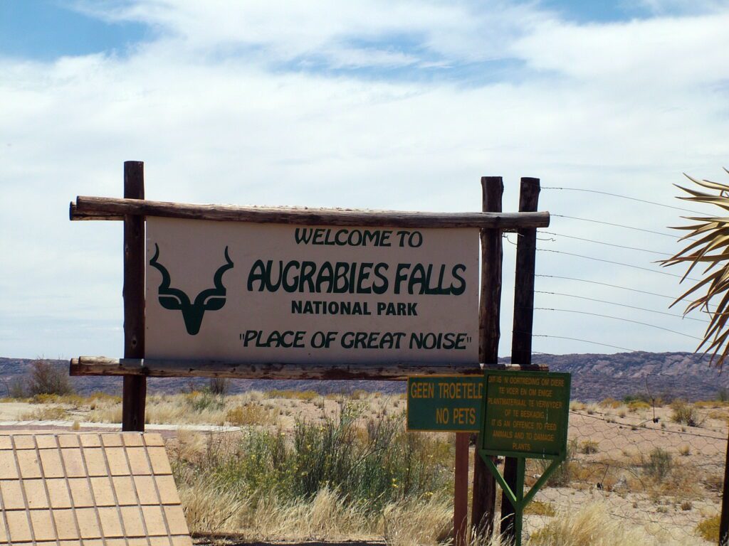 image of Augrabies Falls National Park sign, South Africa