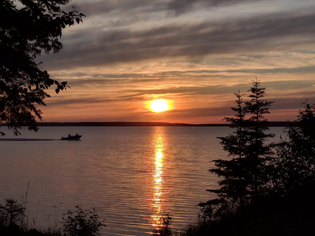 image of a sunset over Waskesiu Lake, Prince Albert National Park, Saskatchewan